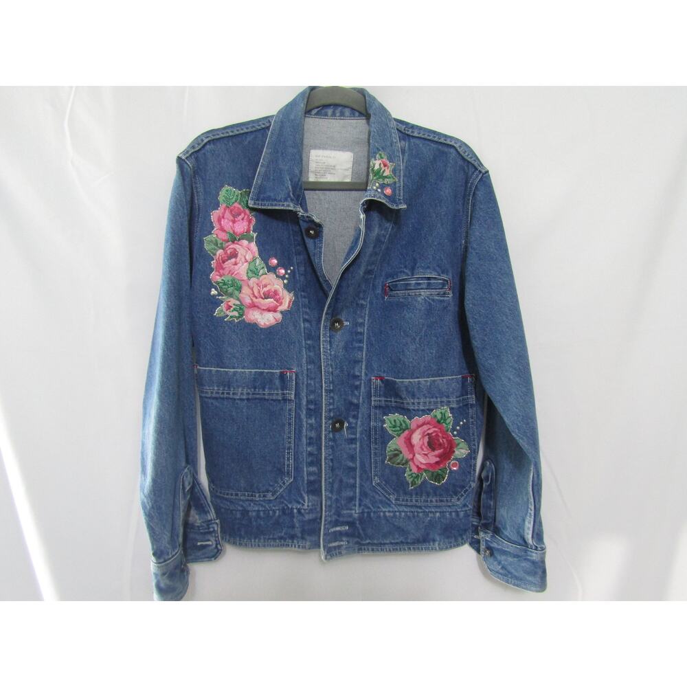 Vintage GAP Vintage Denim Jacket M USA Rose Floral Embroidery Painted 90s Y2K‎